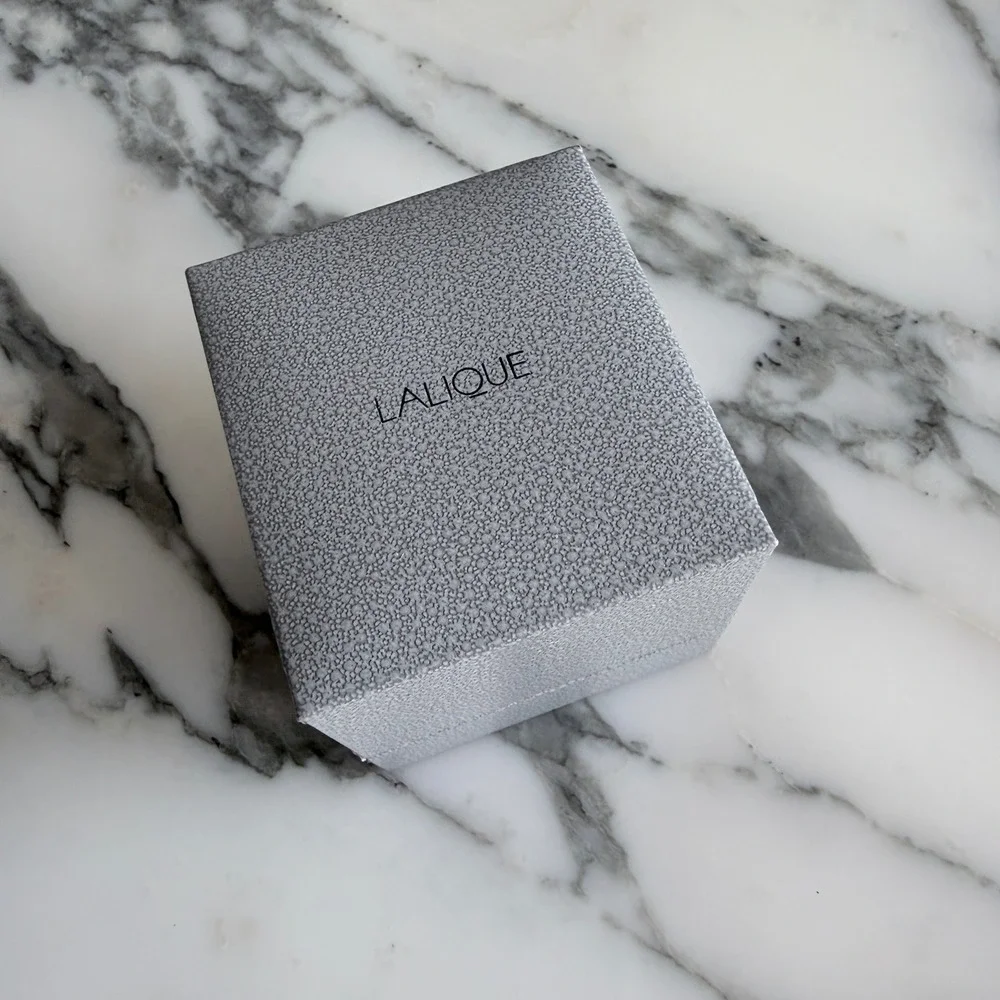 Lalique France Grey Textured Jewelry Presentation Box Ring Case Small Luxury
